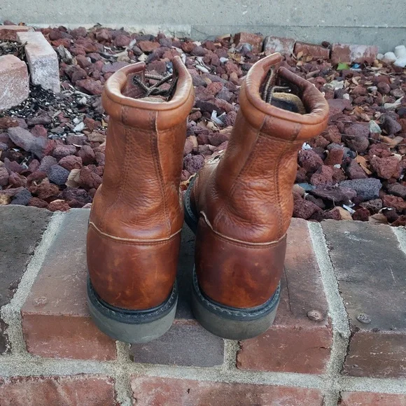 Double H Women's Tan Leather Combat Boots - Picture 4 of 16